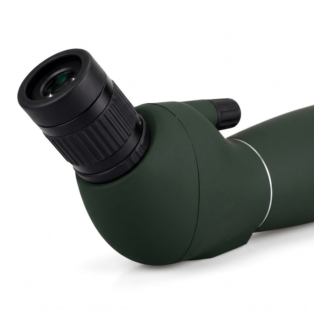 Gros plan sur l'oculaire coudé à 45° et la bague de zoom de la longue-vue SV28